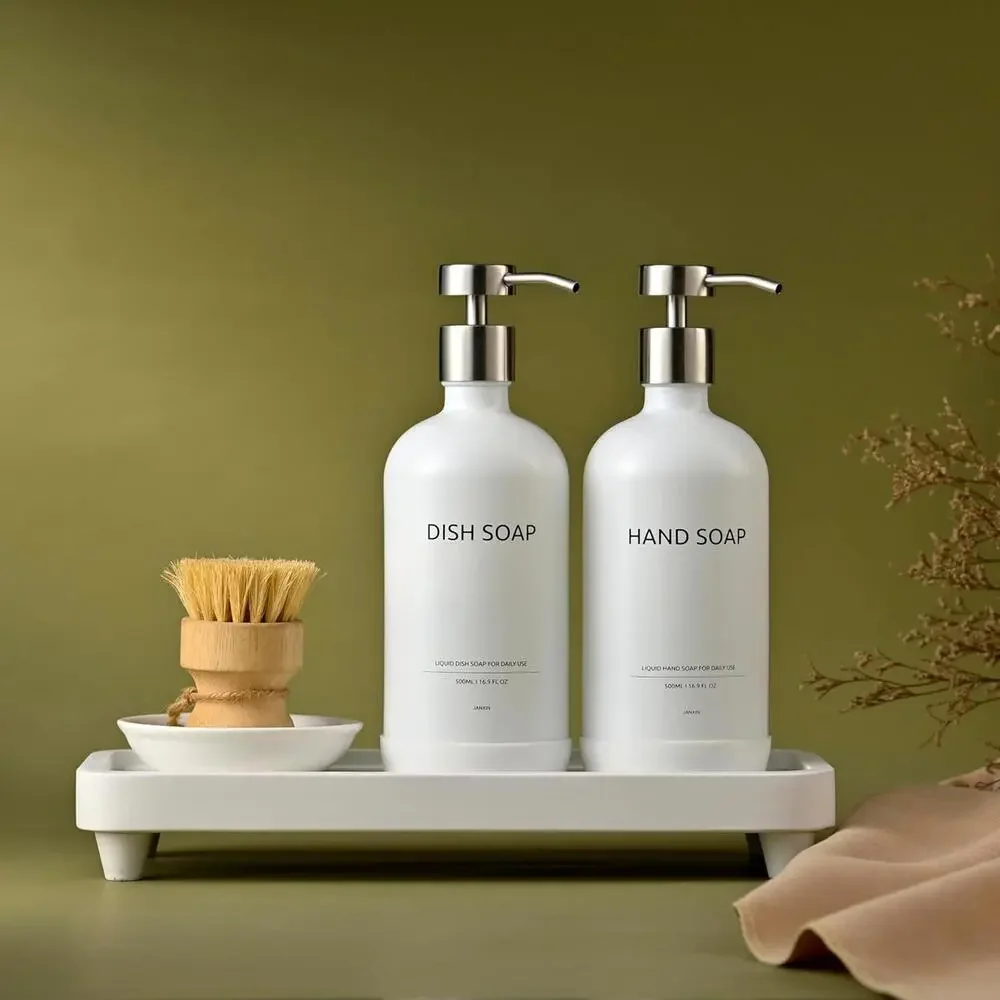Janxin Vanity ACACIA WOOD Tray Bathroom Soap Dispenser Tray for Bathroom Kitchen